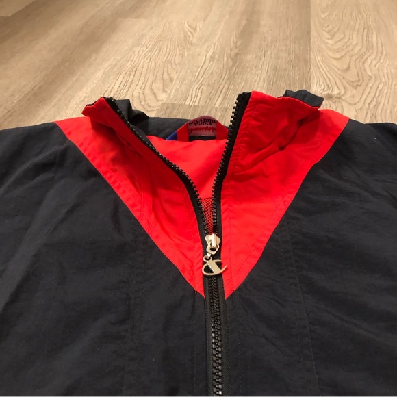 Vintage 80/90s Champion Track Jacket Windbreaker Nylon Size XL Red/Black/White - Picture 6 of 9